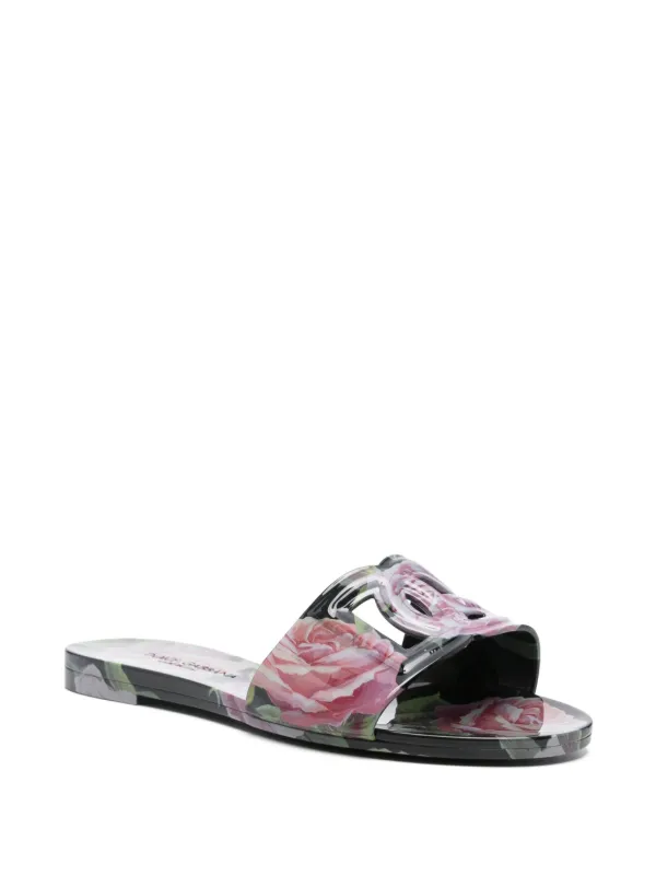 【関税&送料込】Dolce & Gabbana Floral Printed Rubber Slide DOLCE&GABBANA Bianca cutout floral-print rubber slides | NET