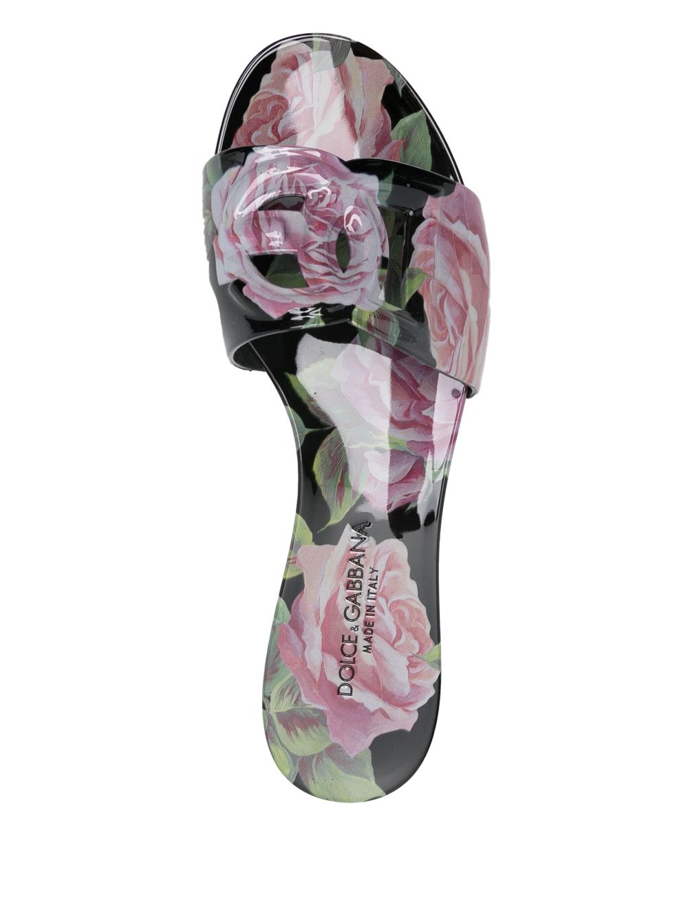 Dolce & Gabbana floral-print slides Black