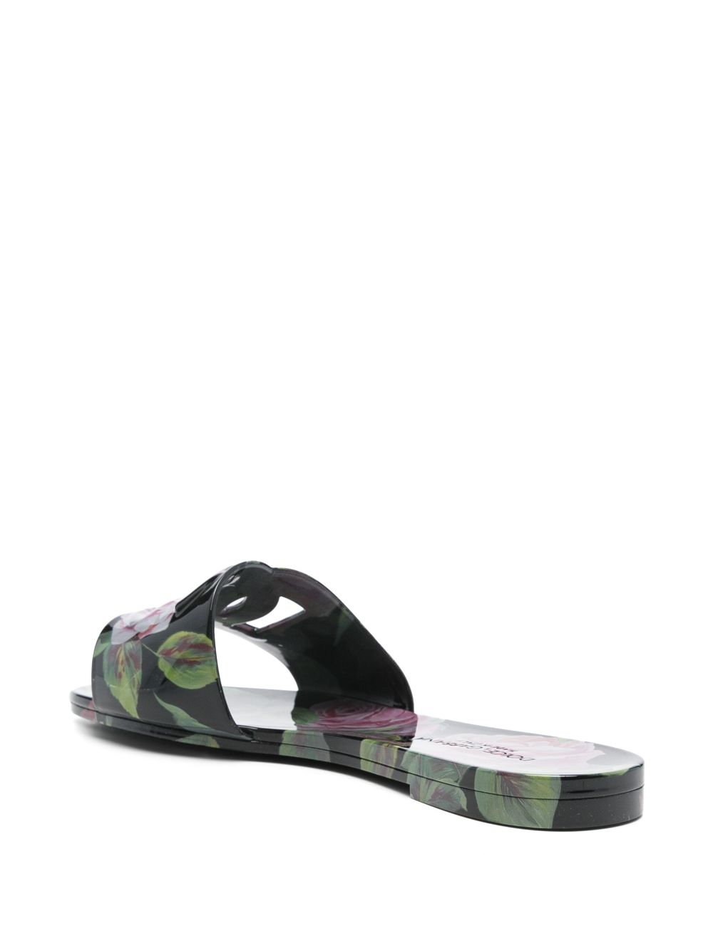 Dolce & Gabbana floral-print slides Black