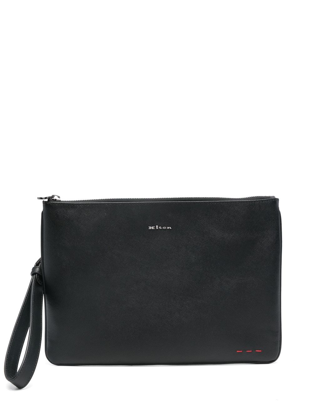 Kiton logo-lettering clutch bag - Black