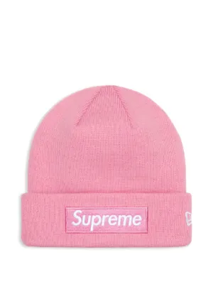 Supreme x New Era® Box logo-detail Beanie Hat | Pink | FARFETCH