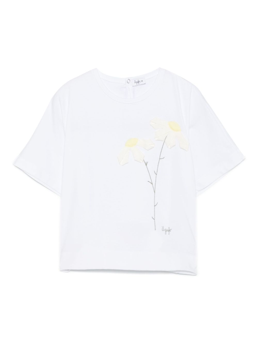 Il Gufo floral-appliqué T-shirt - White