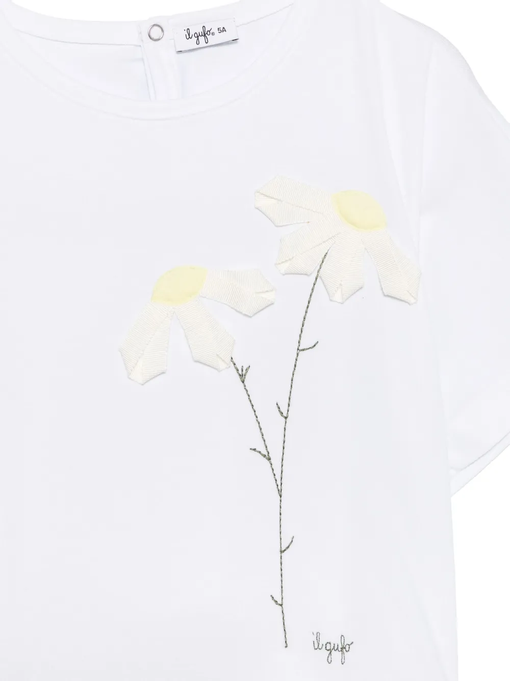 Shop Il Gufo Floral-appliqué T-shirt In White