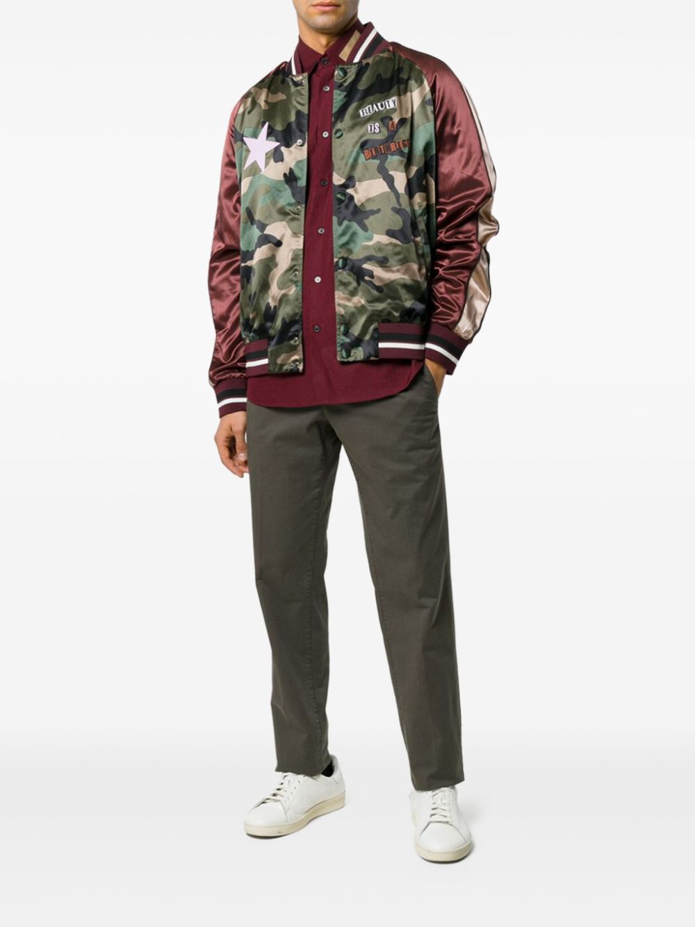 Valentino Garavani x Jamie Reid satin bomber jacket - Groen