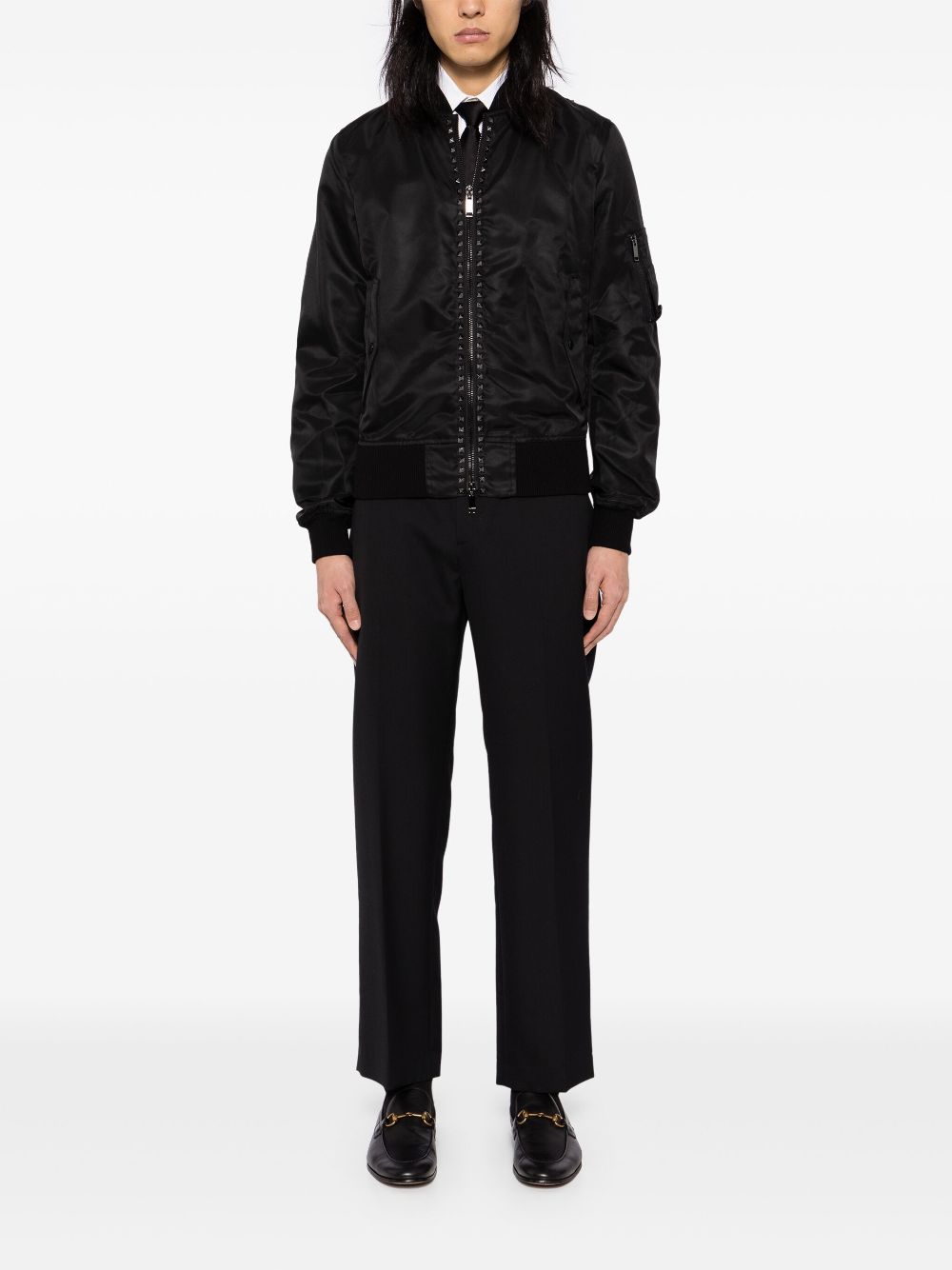 Valentino Garavani rockstud detailing bomber jacket - Black