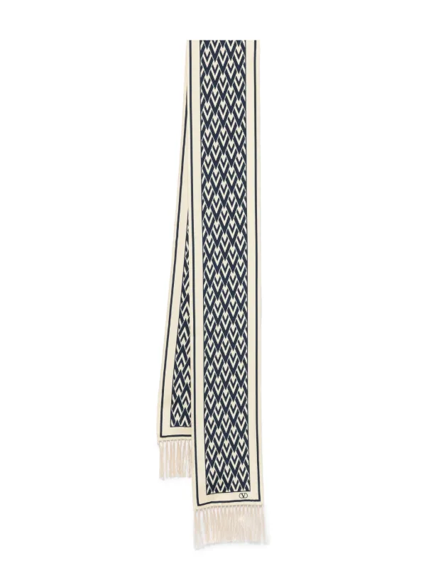 VALENTINO Toute La V スカーフ Toute La V Silk Scarf for Woman in Cream/black | Valentino US