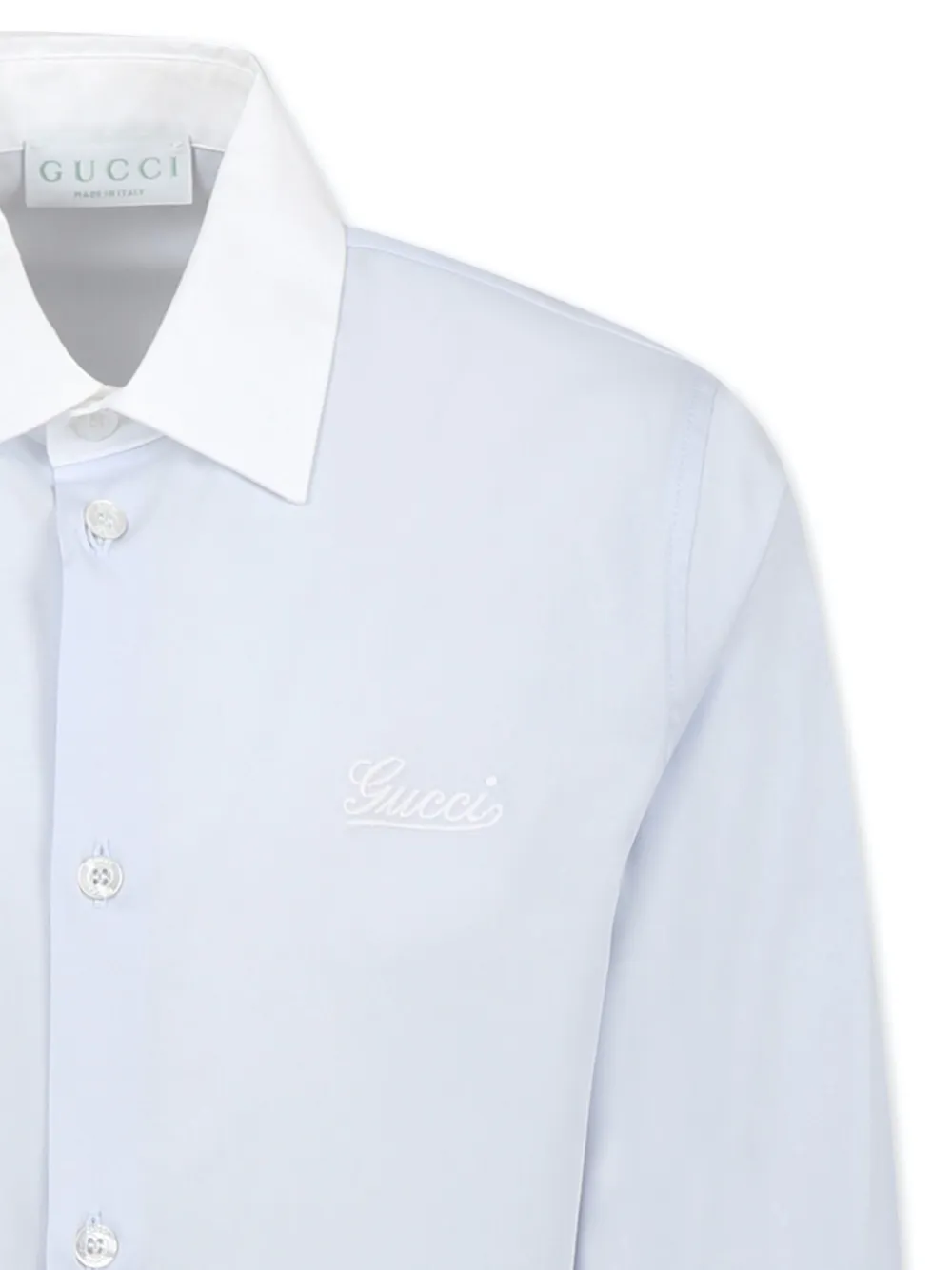 Gucci Kids Shirt met contrasterende kraag Blauw