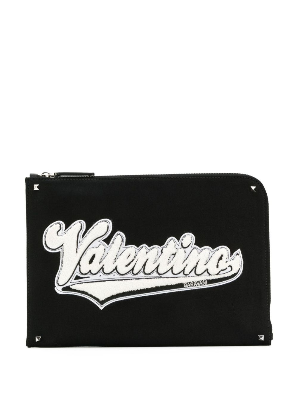 Valentino Garavani logo-patch laptop bag - Black