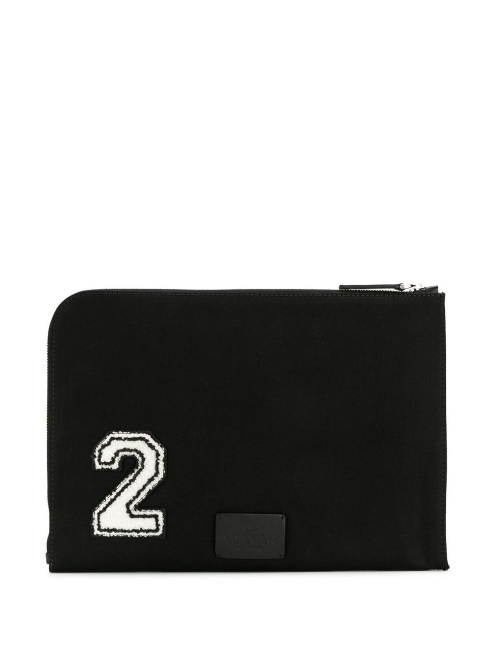 Valentino Garavani logo-patch laptop bag - Zwart