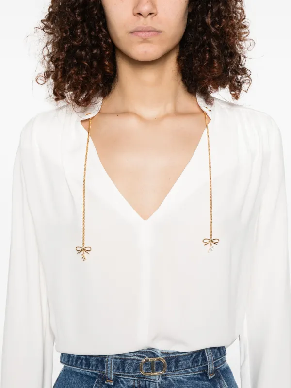 Elisabetta Franchi logo-charms Georgette Blouse | White