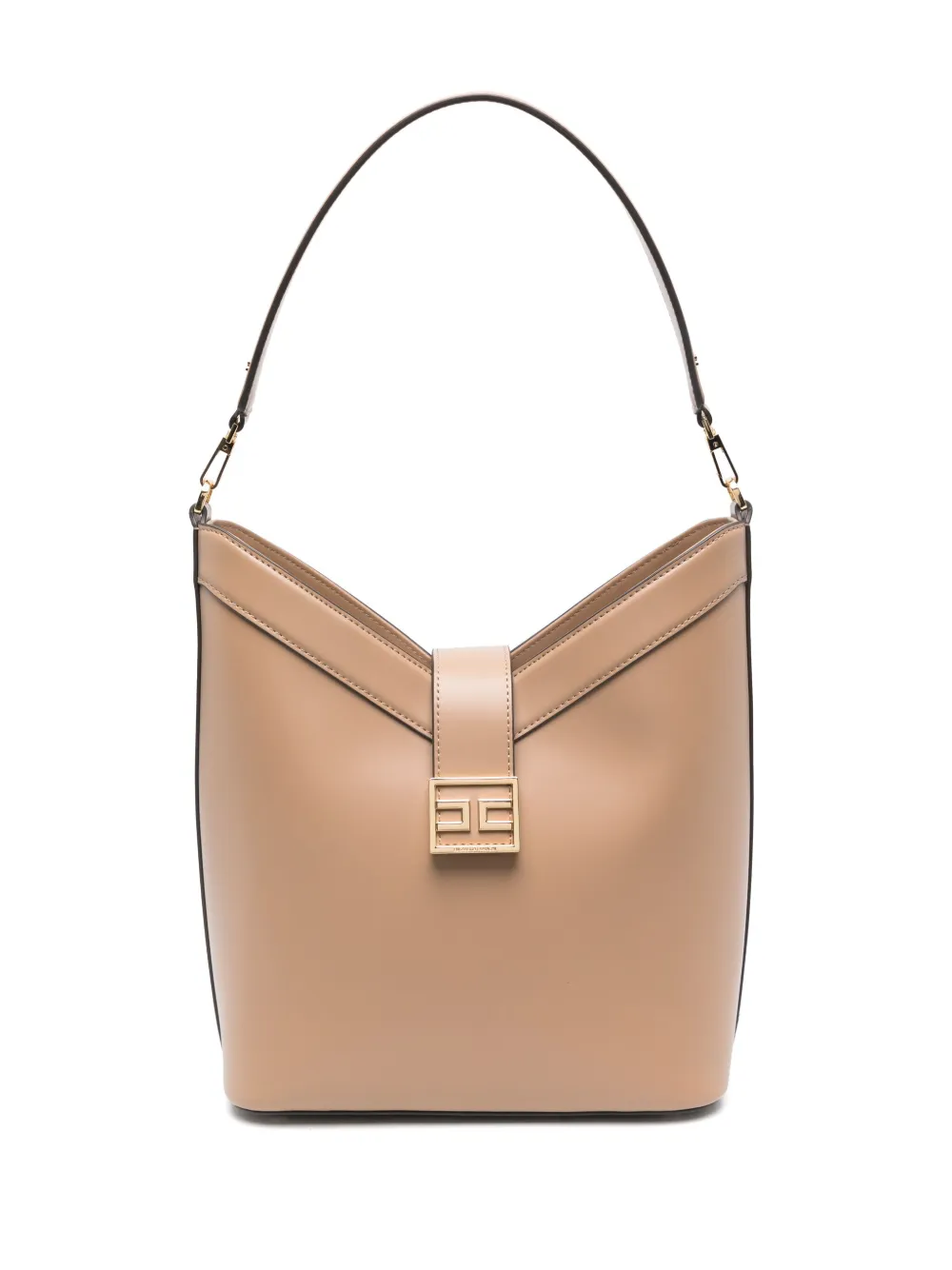 Elisabetta Franchi Schoudertas met logogesp Beige