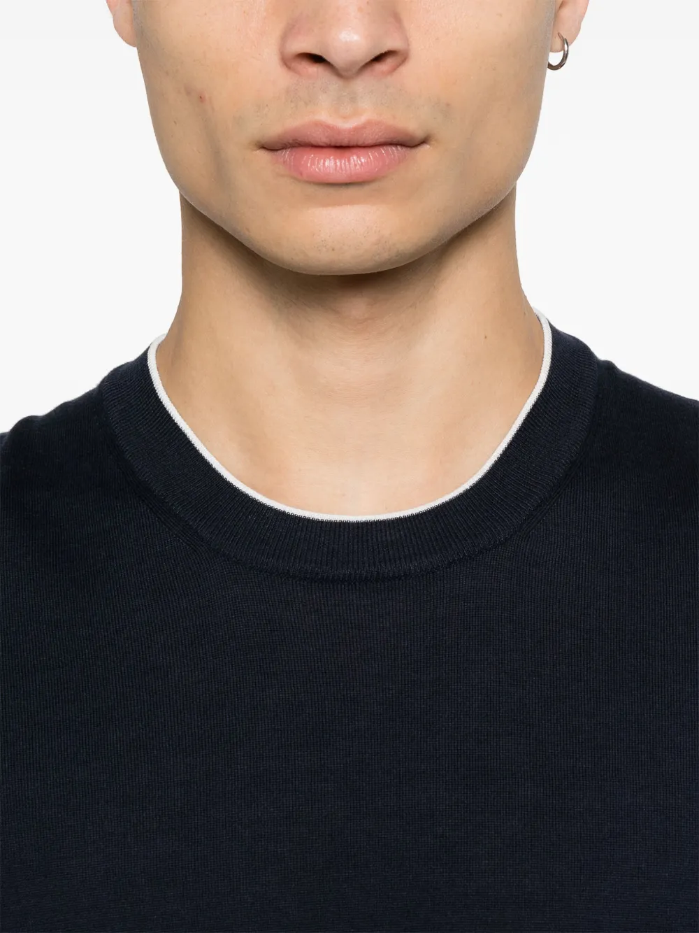 Brunello Cucinelli T-shirt met contrasterende afwerking Blauw