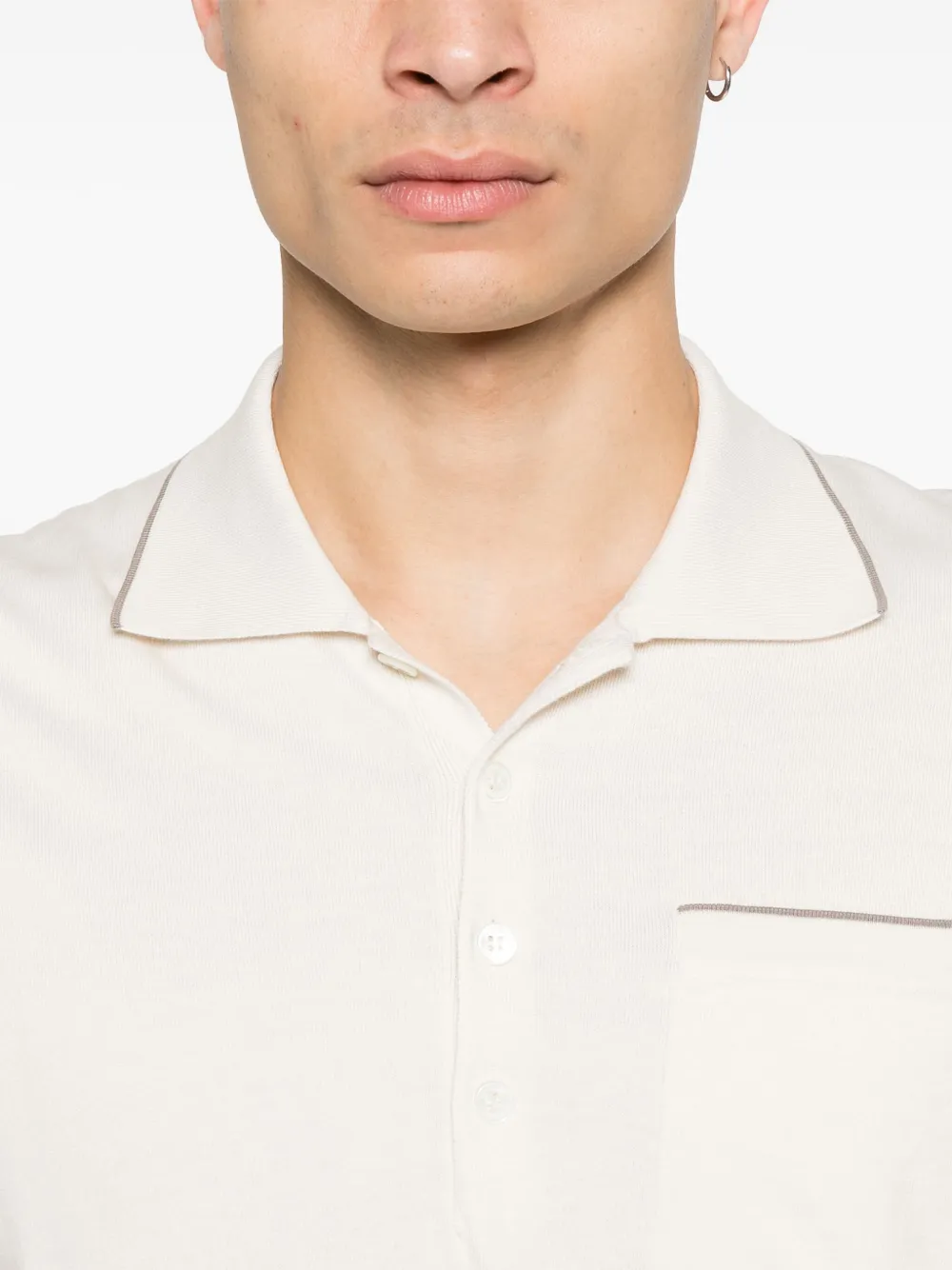 Brunello Cucinelli Poloshirt met contrasterende afwerking Beige