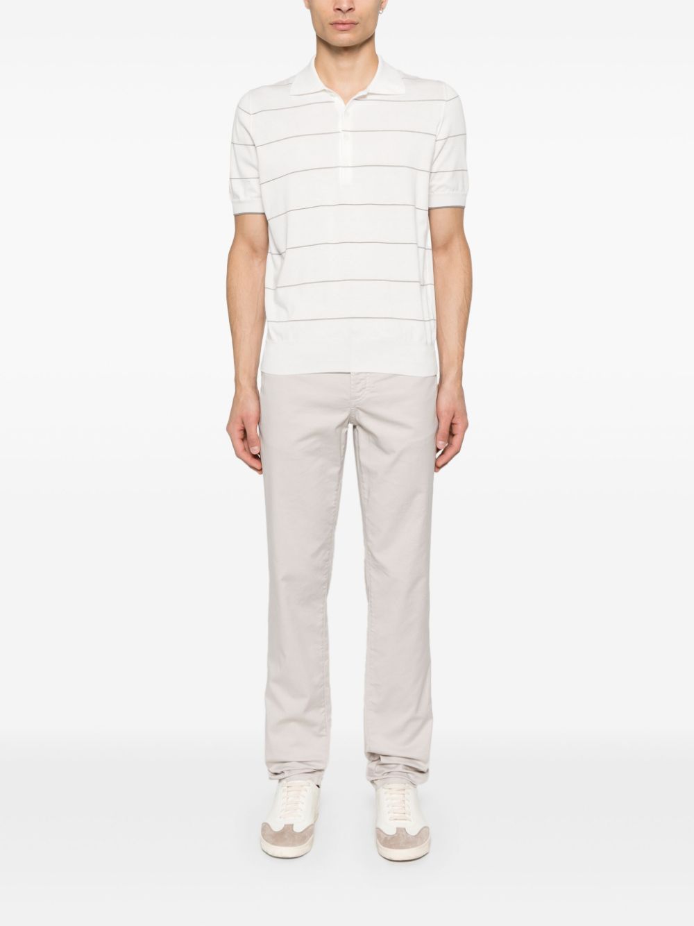 Brunello Cucinelli striped polo shirt - Wit