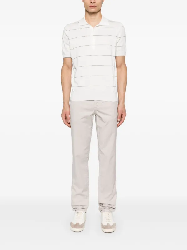 Brunello Cucinelli ストライプポロシャツ Brunello Cucinelli Striped Short-Sleeve Polo Shirt | Neiman