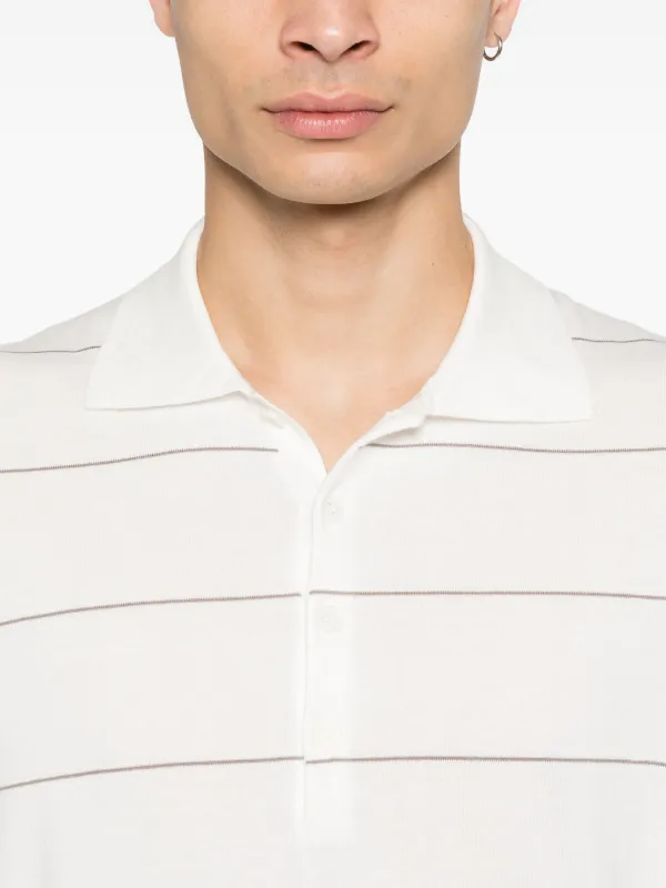 Brunello Cucinelli ストライプポロシャツ Brunello Cucinelli ストライプ ポロシャツ | ホワイト
