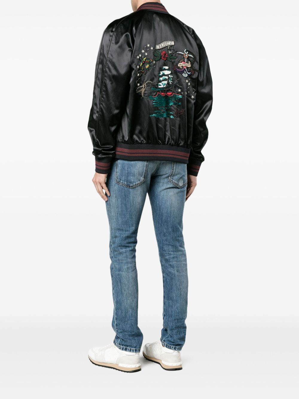 Valentino Garavani motifs-embroidered bomber jacket - Zwart