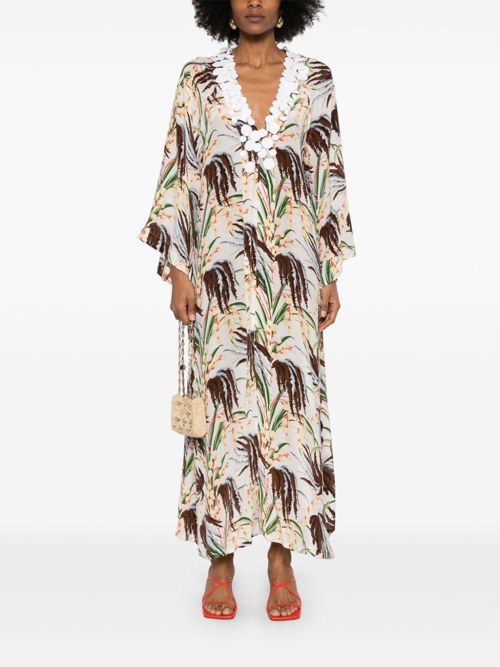 P.A.R.O.S.H. Maxi-jurk met print - Wit