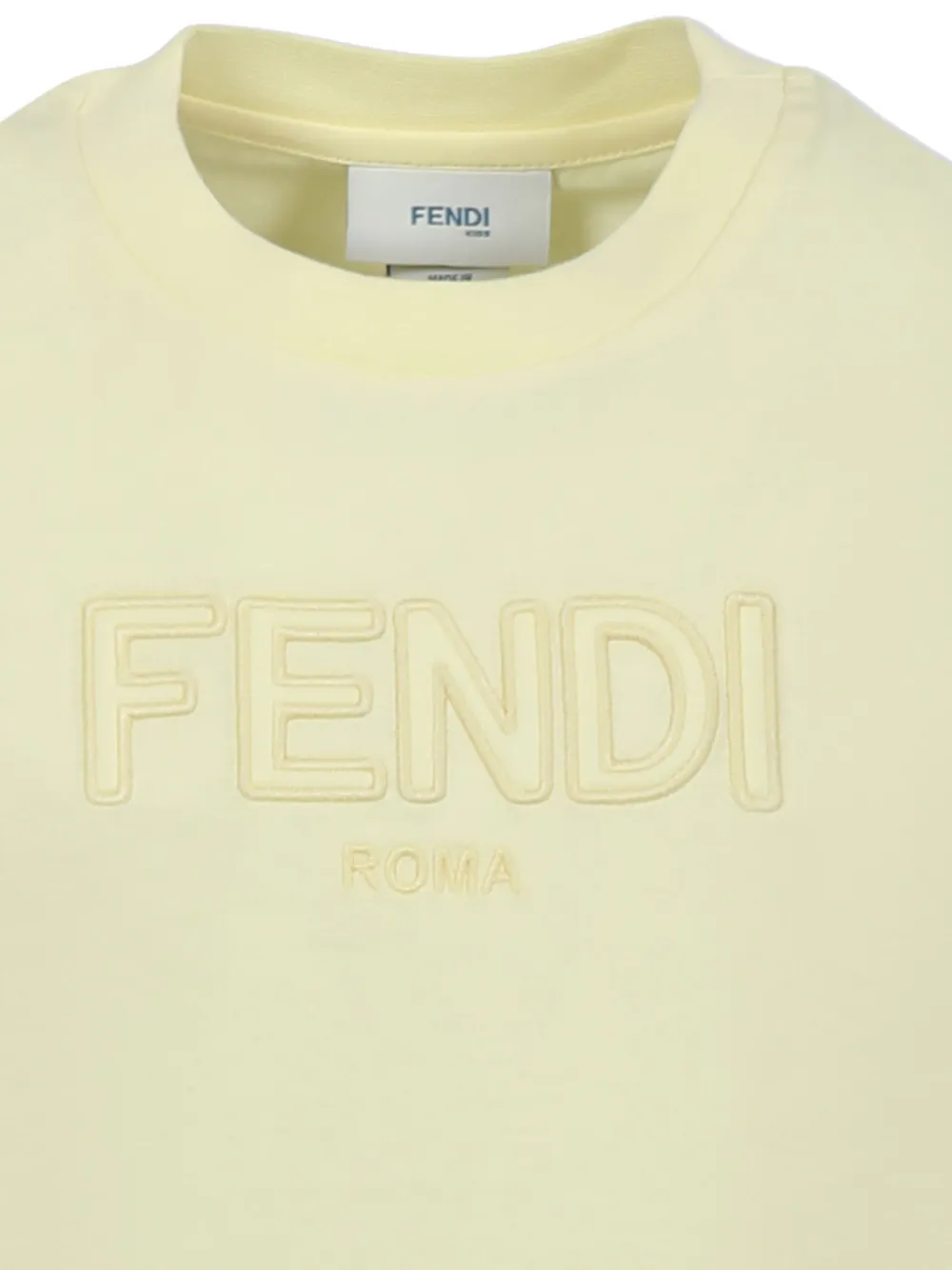 Fendi Kids T-shirt met geborduurd logo Geel