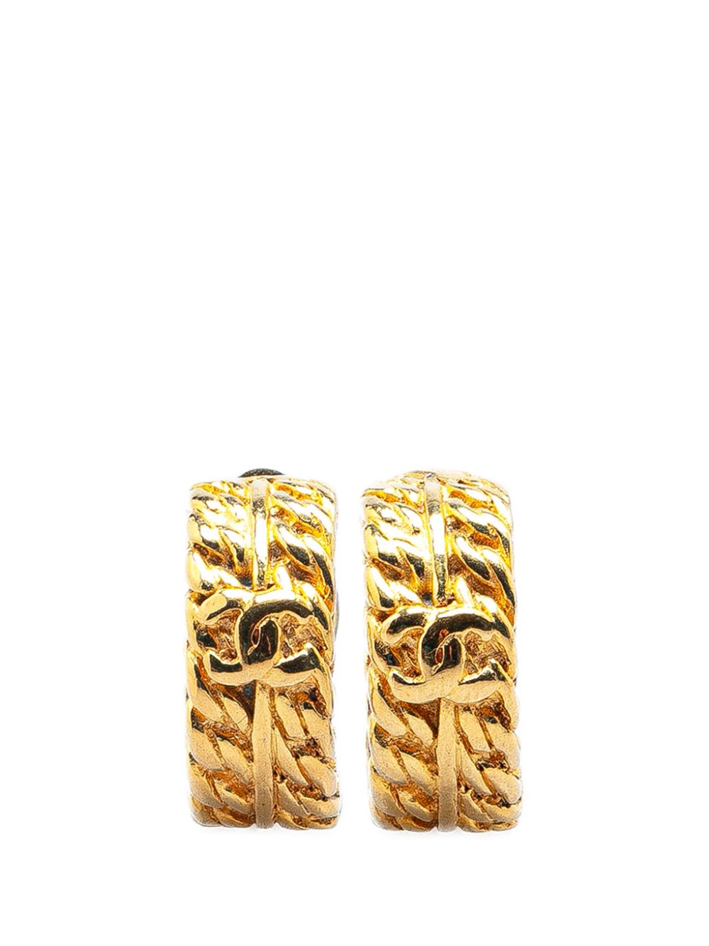 1970-1980 Gold Plated CC Chain Clip-On costume earrings