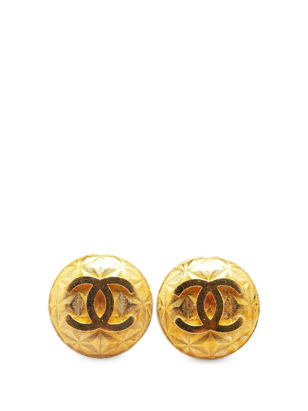 1995 Gold Plated CC Round Clip on costume earrings