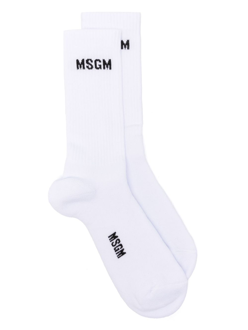 MSGM logo-jacquard socks - White