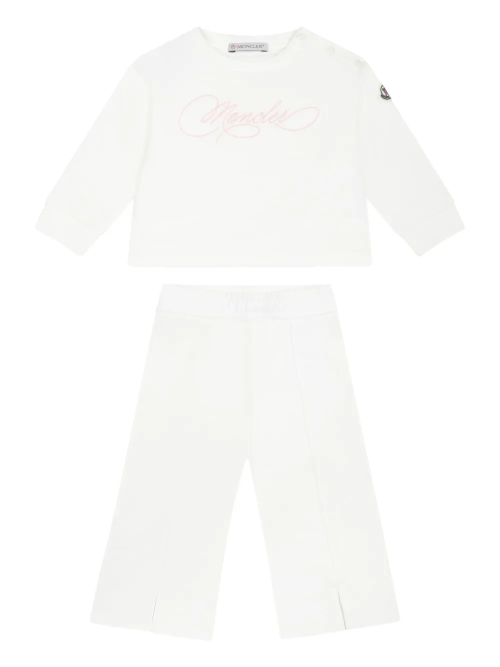 Moncler Enfant Trainingspak met geborduurd logo Wit