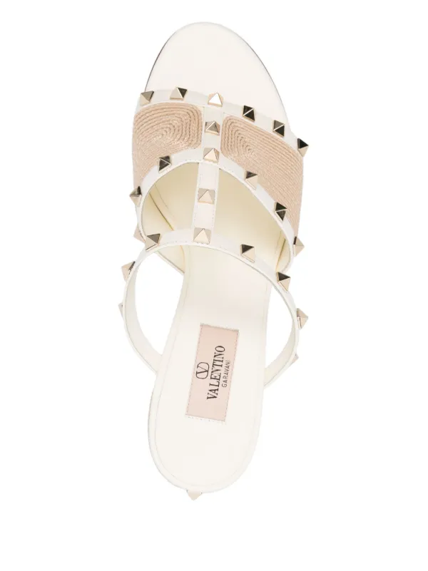 Valentino Garavani 70mm Rockstud Sandals | Neutrals | FARFETCH