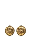 CHANEL Pre-Owned 1980-1990 Gold Plated Logo and Lion Clip On costume earrings