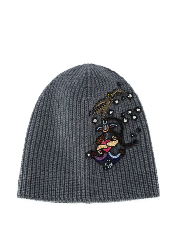 Valentino Ribbed-knit embellished cashmere beanie Valentino Ribbed-knit embellished cashmere beanie Valentino main image 4