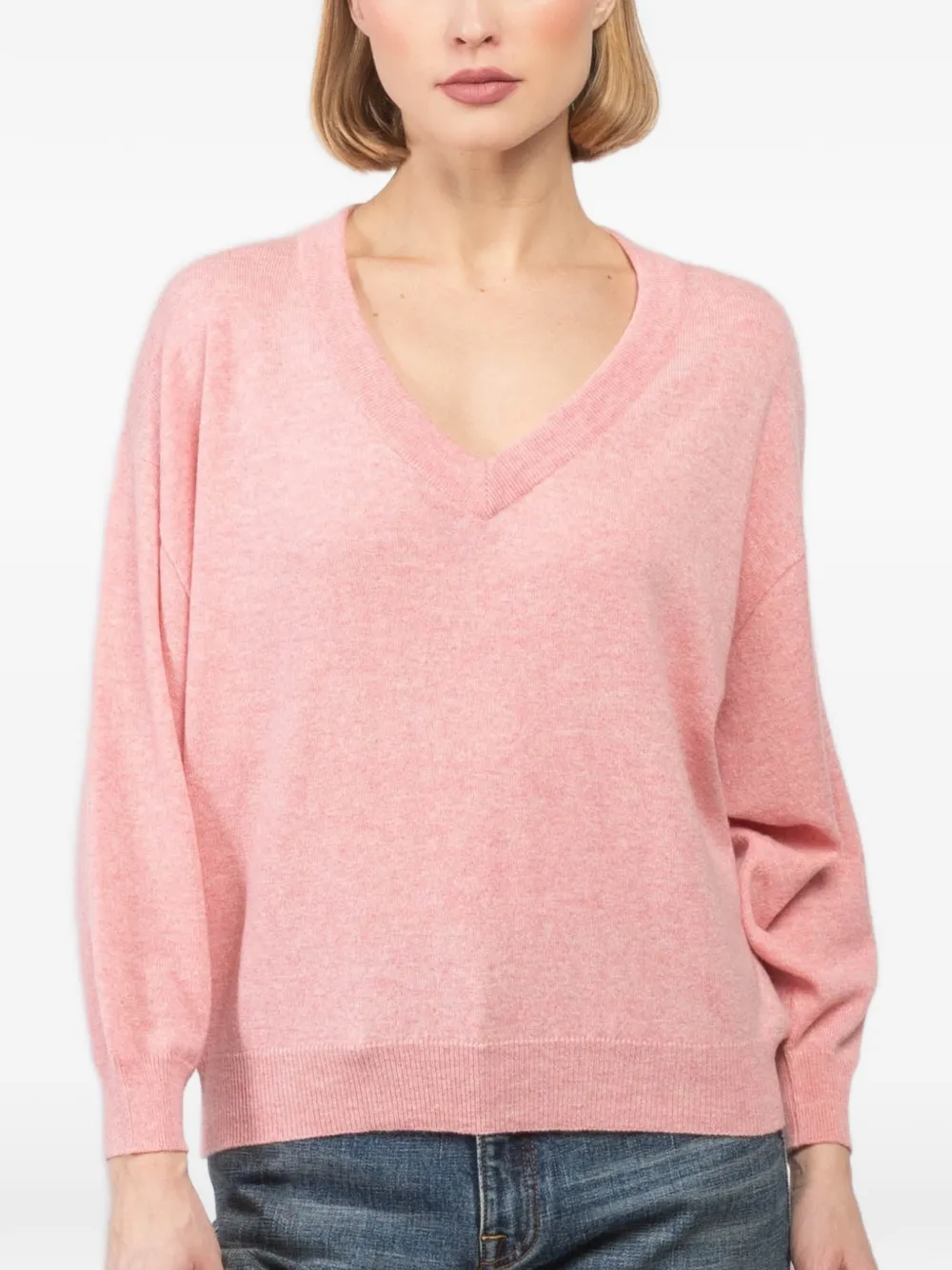 Begg x Co V-neck long-sleeved sweater - Rosa
