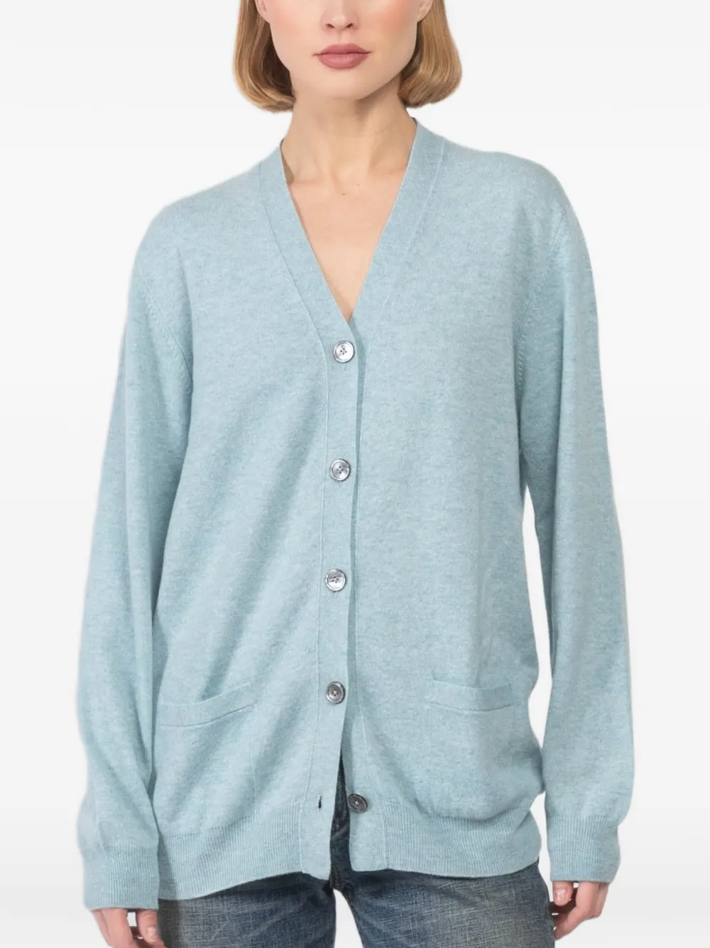 Begg x Co Margot button pockets cardigan - Blue