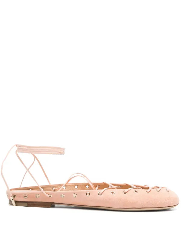 フラットシューズ CHLOE Light Pink Suede Chlo?? Ghillies Ballerinas 27701302_58592873_600.jpg
