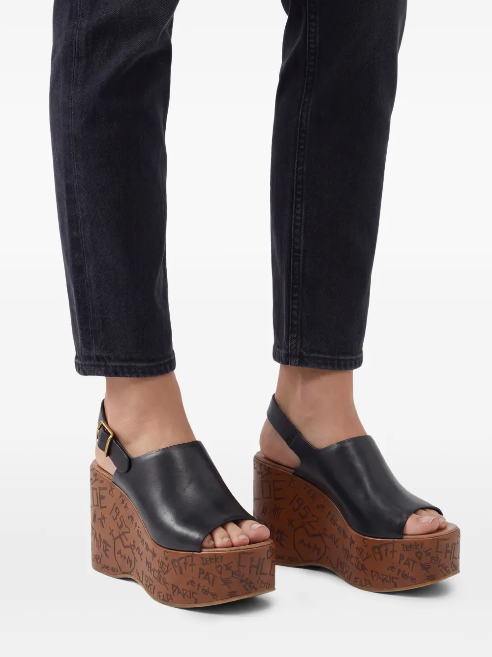 Chloé 80 mm Maxime sandalen met sleehak Zwart