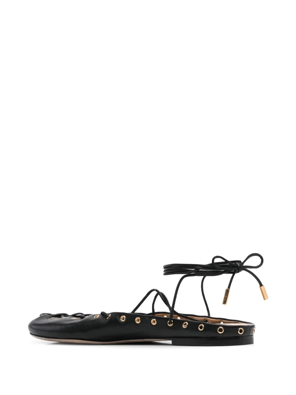 Chloé Ghillies Leather Ballet Flats In 黑色