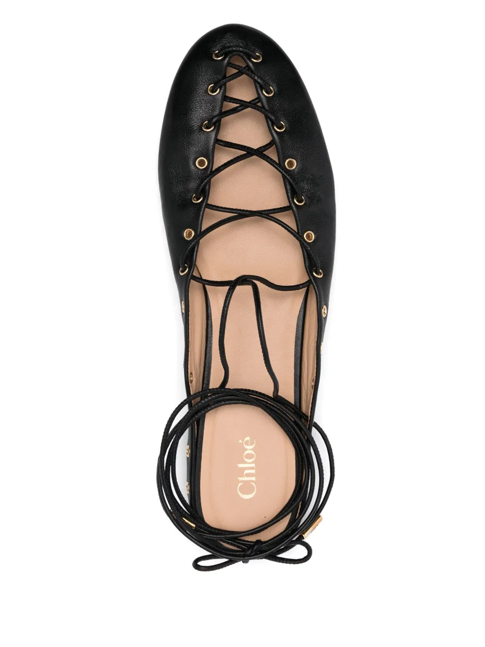 Chloé Ghillies Leather Ballet Flats In 黑色