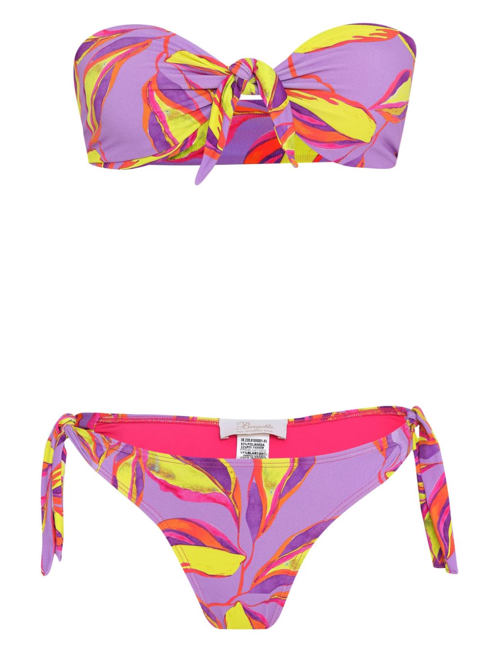 Brigitte Bikini met bladerprint Paars