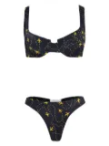 Brigitte plane-print bikini set - Blue