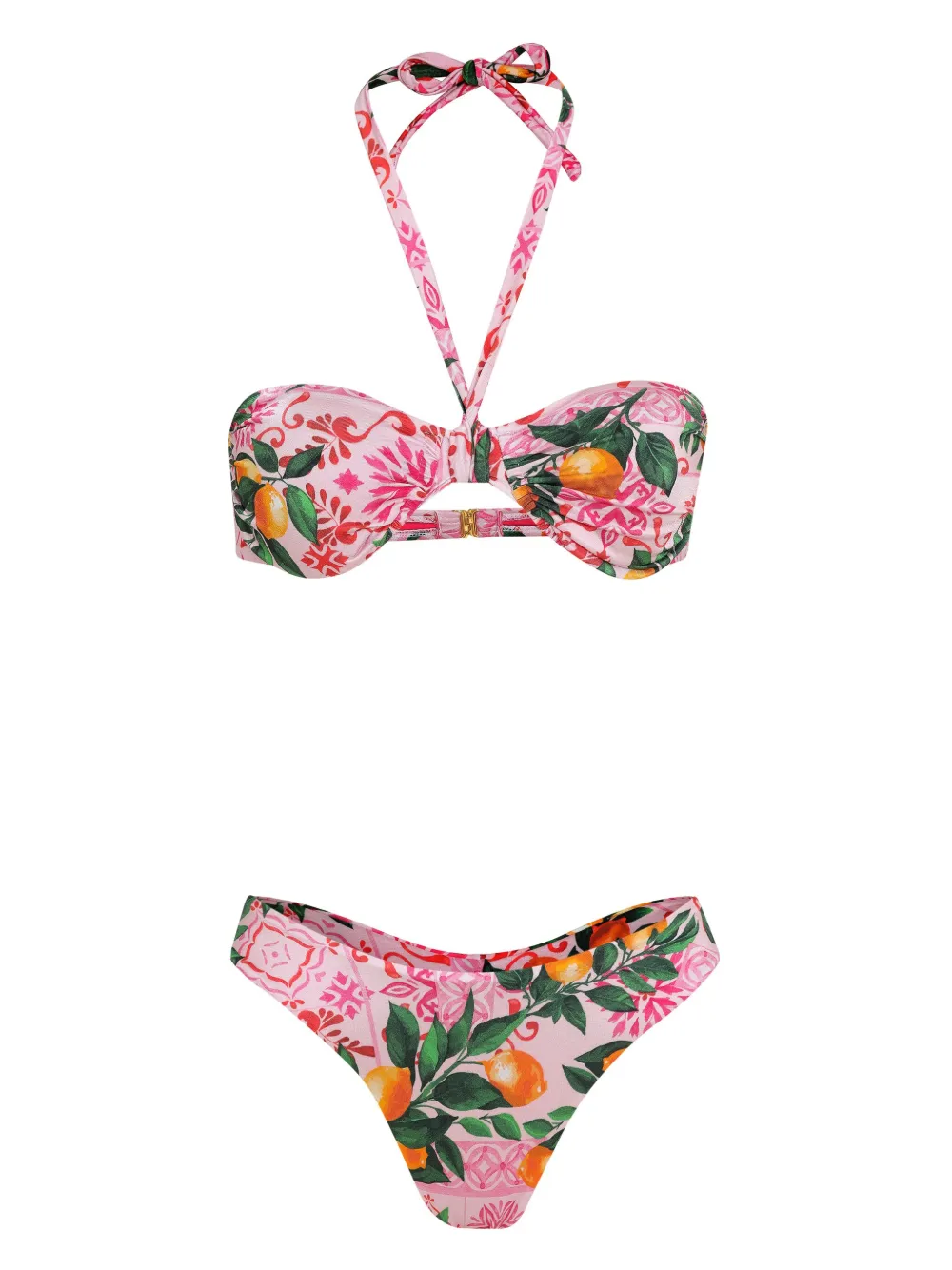 Brigitte lemon-print bikini set | Pink | Image 1