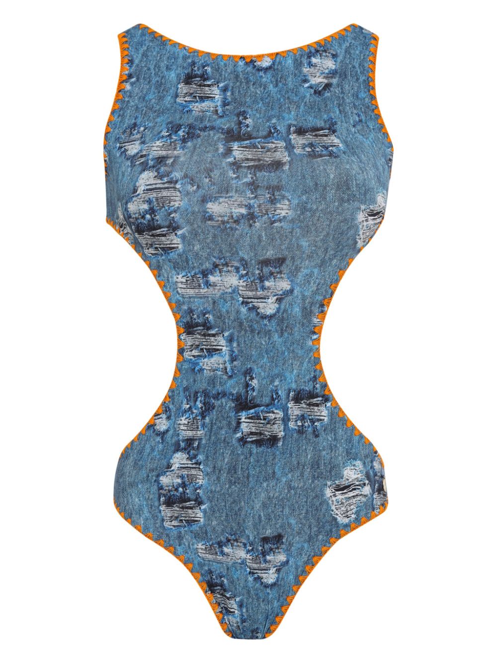 Brigitte Badpak met denim print Blauw