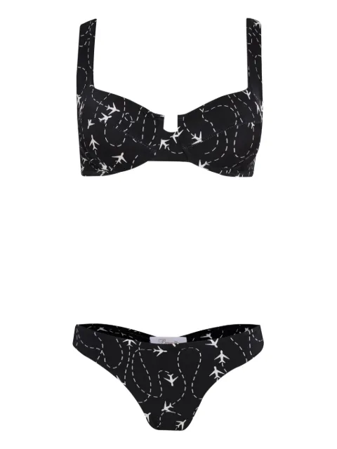 Brigitte plane-print bikini set