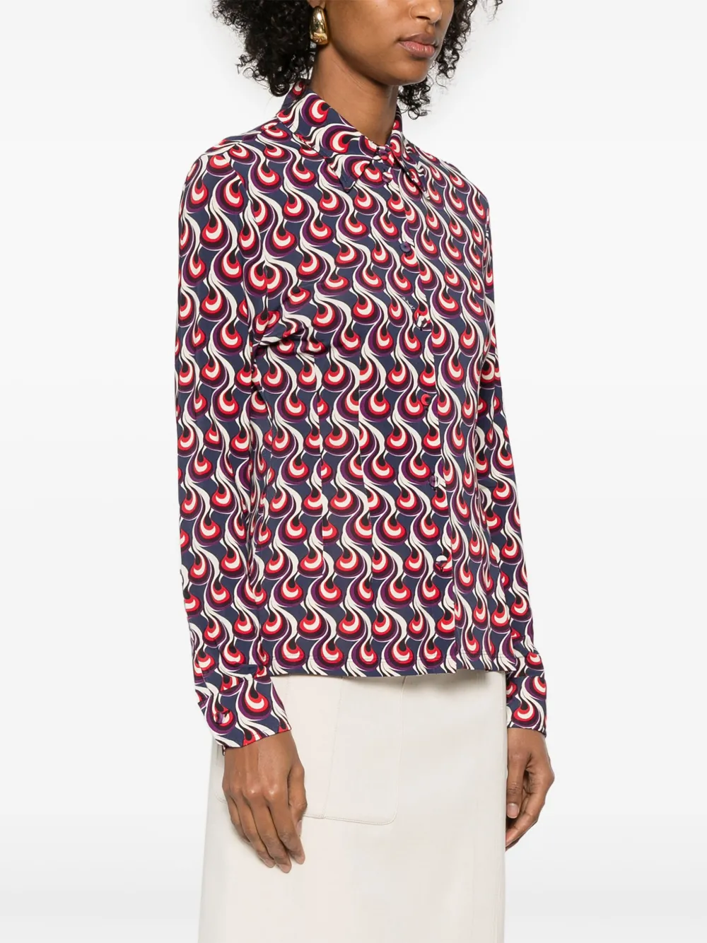 La DoubleJ blouse met geometrische print Blauw