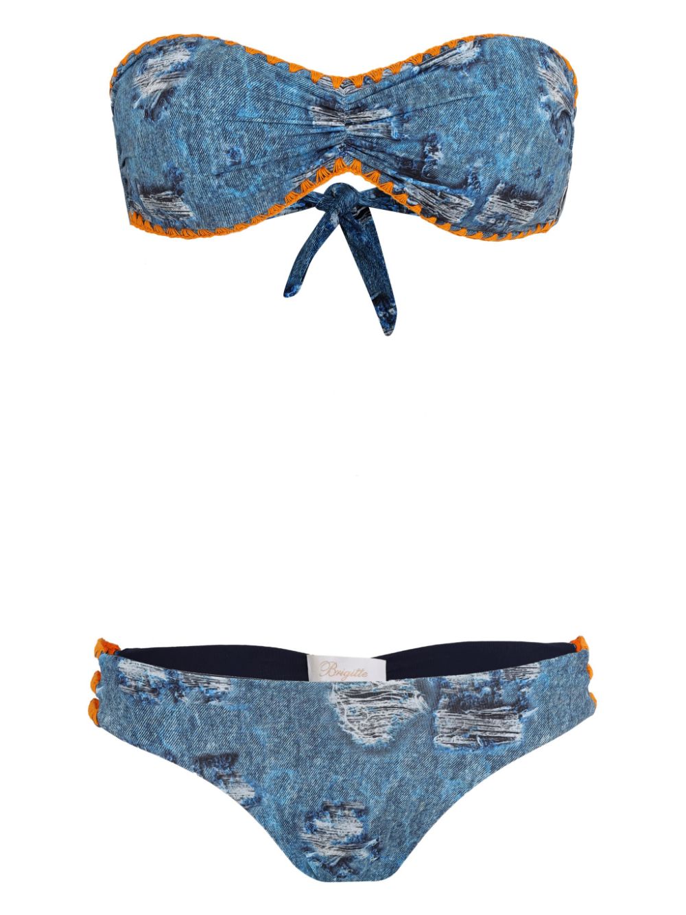 Brigitte denim-print bikini set - Blue