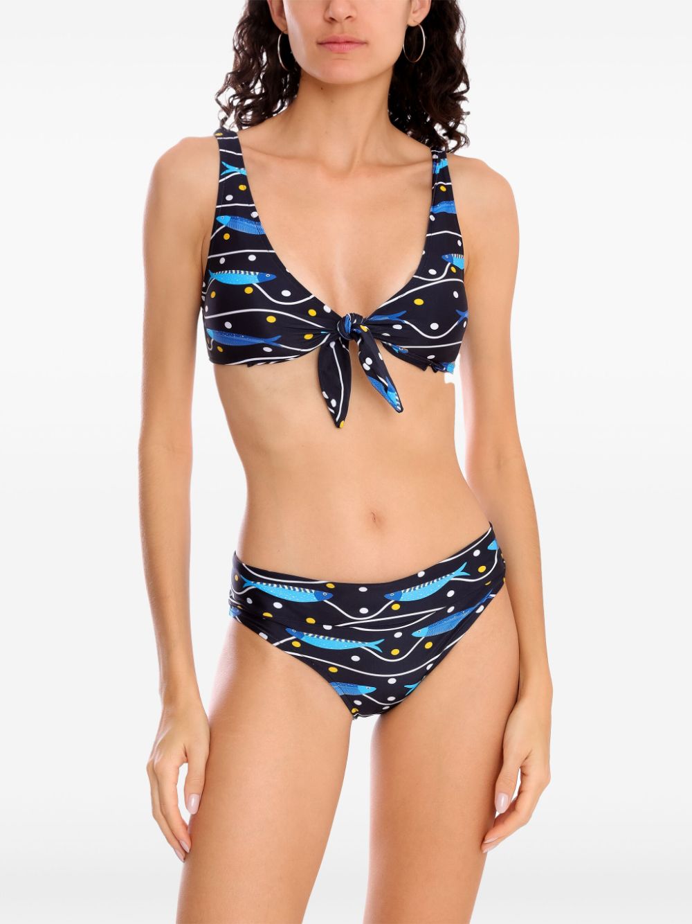 Brigitte Bikini met vissenprint - Blauw