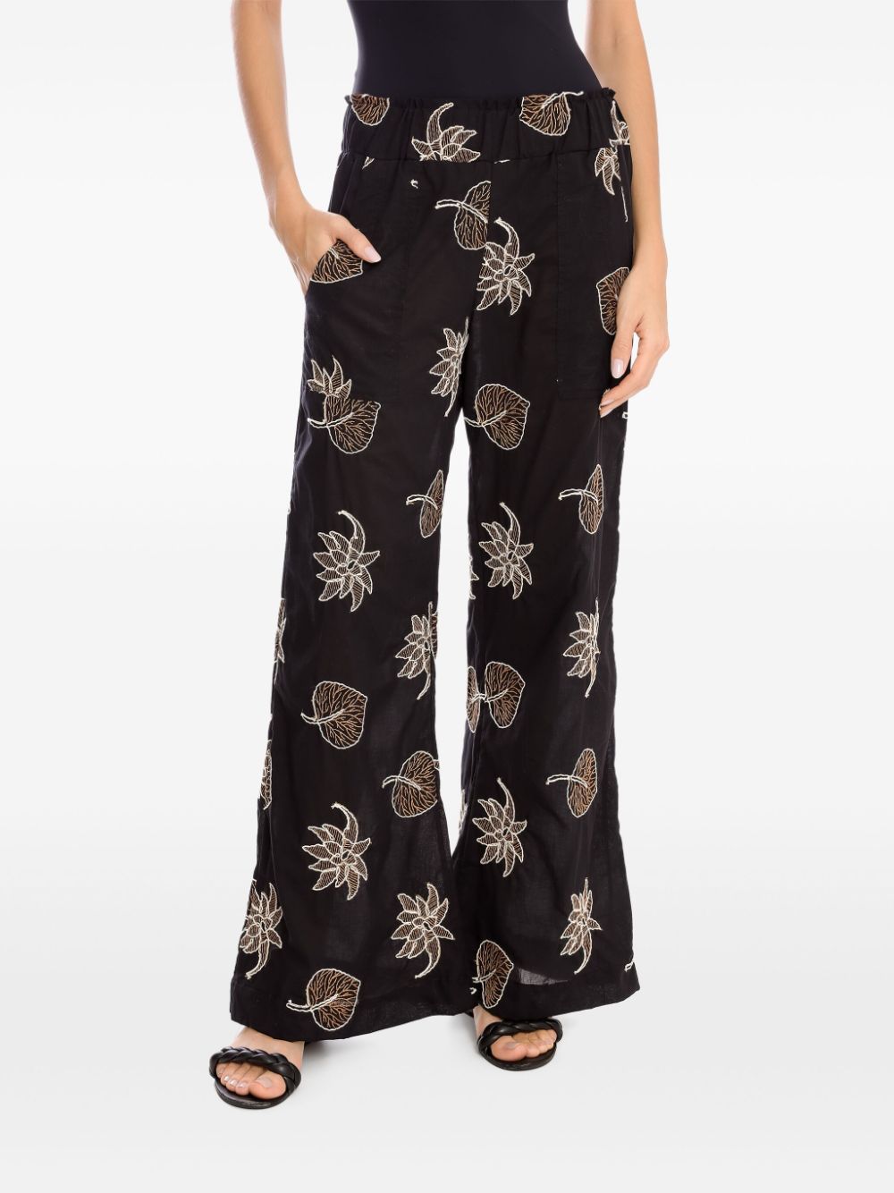 Brigitte floral-print trousers - Zwart