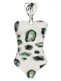 Brigitte emerald-print swimsuit - White