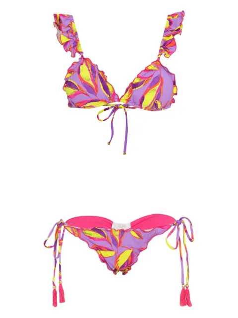 Brigitte leaf-print bikini set