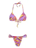 Brigitte leaf-print bikini set - Purple