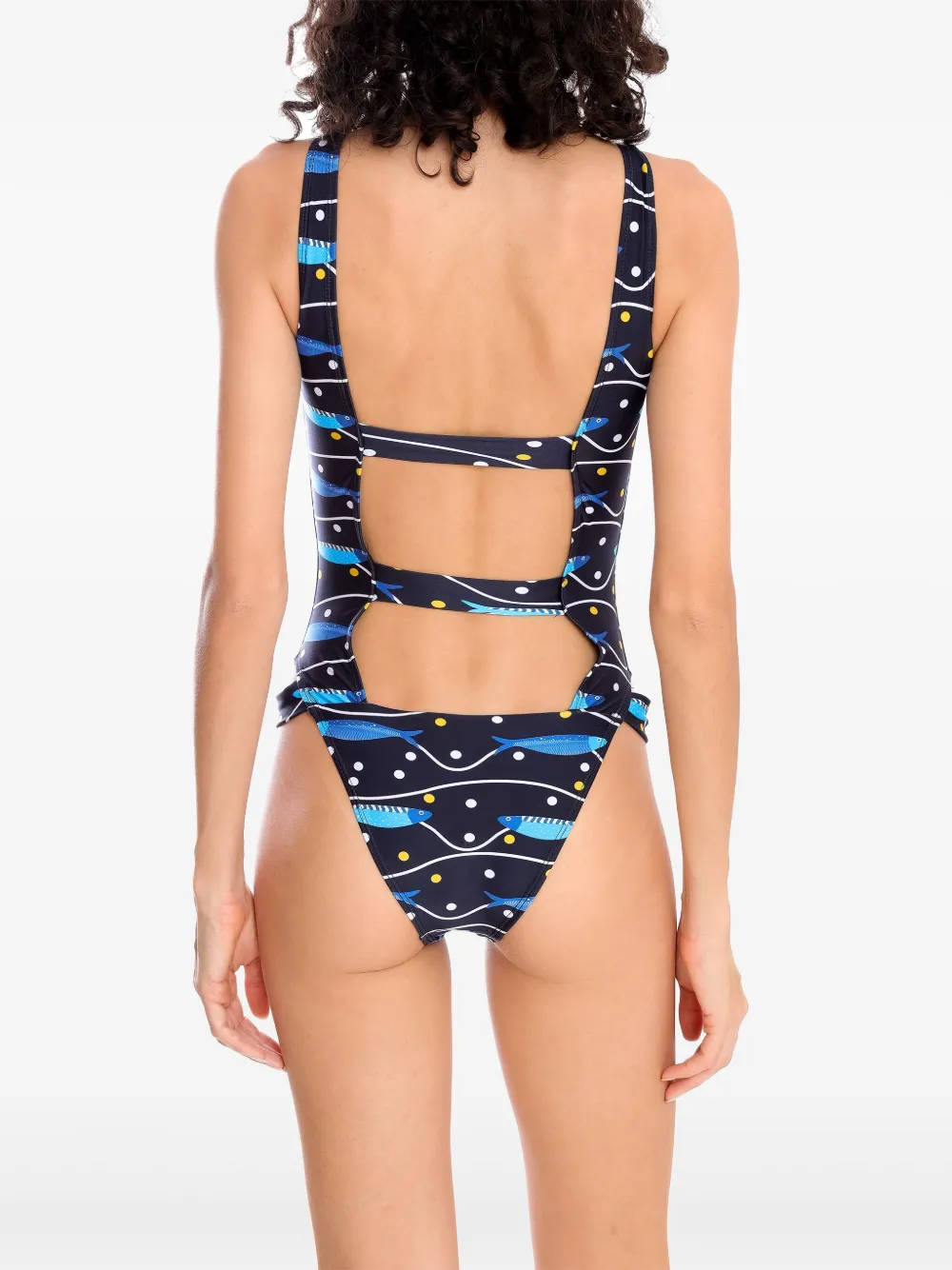 Brigitte Badpak met vissenprint Blauw