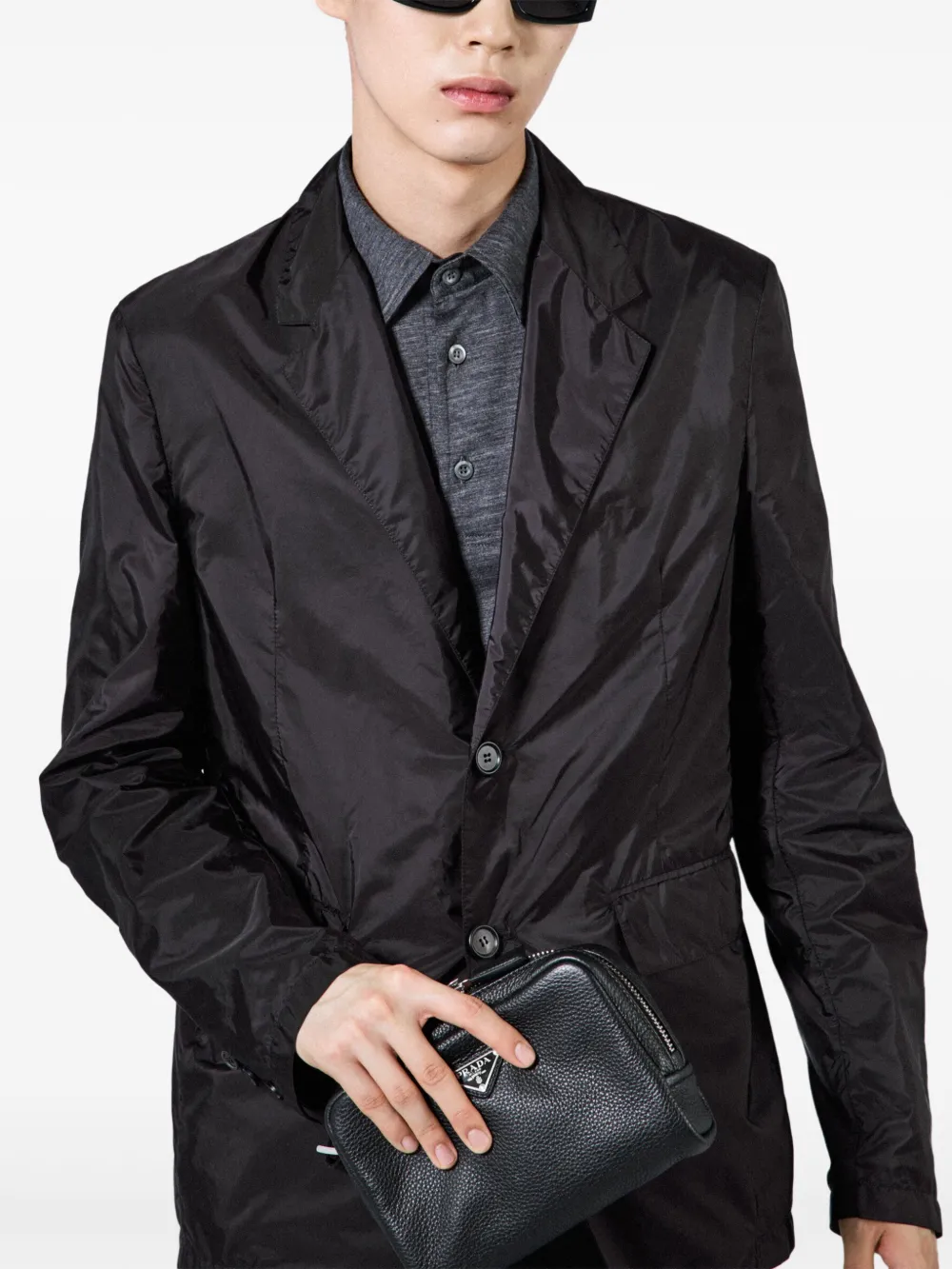 Prada Re-Nylon enkele rij knopen blazer Zwart